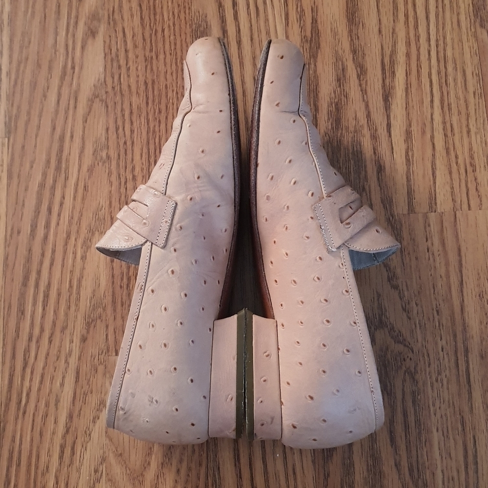 Emporio Armani Ostrich Leather Heeled Loafers Womens Size 35 - Picture 12 of 15